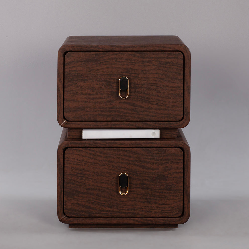 CBD026 - Solid Wood Bedside Table with Leather Wrap, Induction Light & Storage image 6