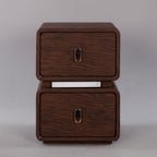 CBD026 - Solid Wood Bedside Table with Leather Wrap, Induction Light & Storage image 6