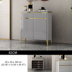 SOCE062 - Luxury Shoe Cabinet – Grey Lacquer Finish with Gold Trim Accent image 1