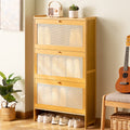 SOCE067 - Flip-Top Bamboo Shoe Cabinet – Space-Saving Entryway Storage image 0