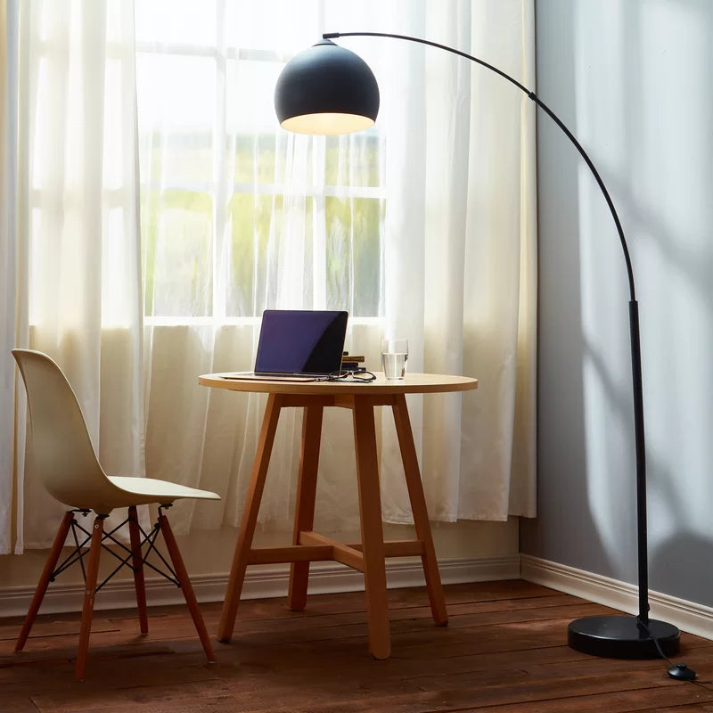 FL001 - Dark Black Arc Floor Lamp with Faux Marble Base image 4