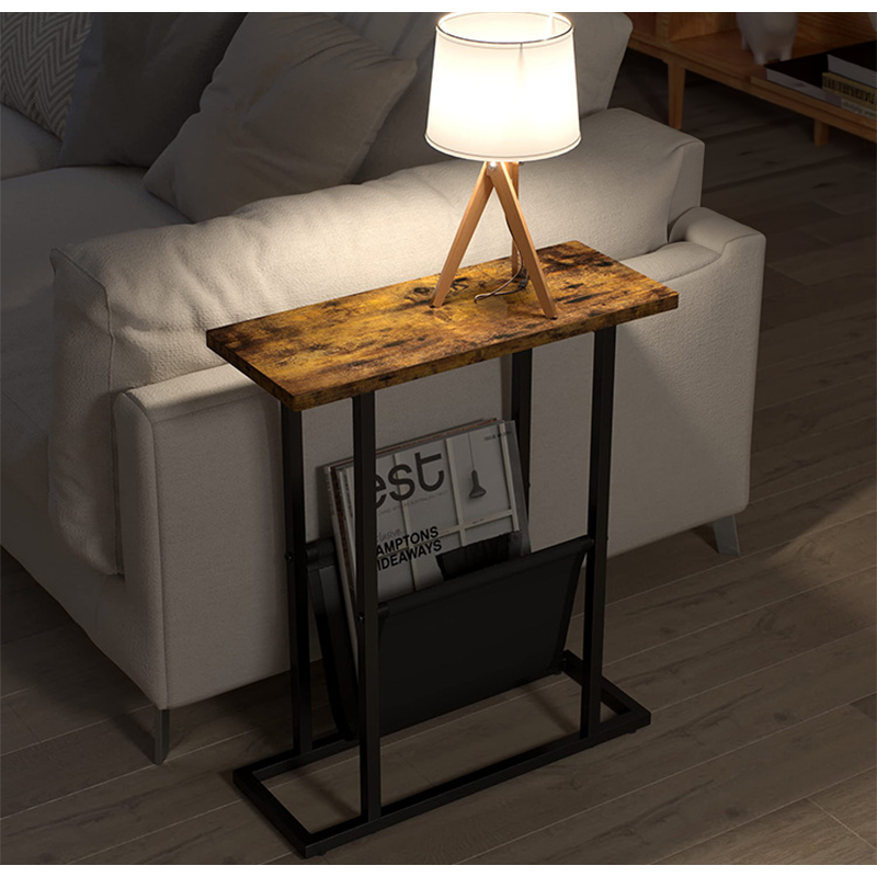 EDB043 - Narrow End Table, Small Slim Side Table with Magazine Holder image 1