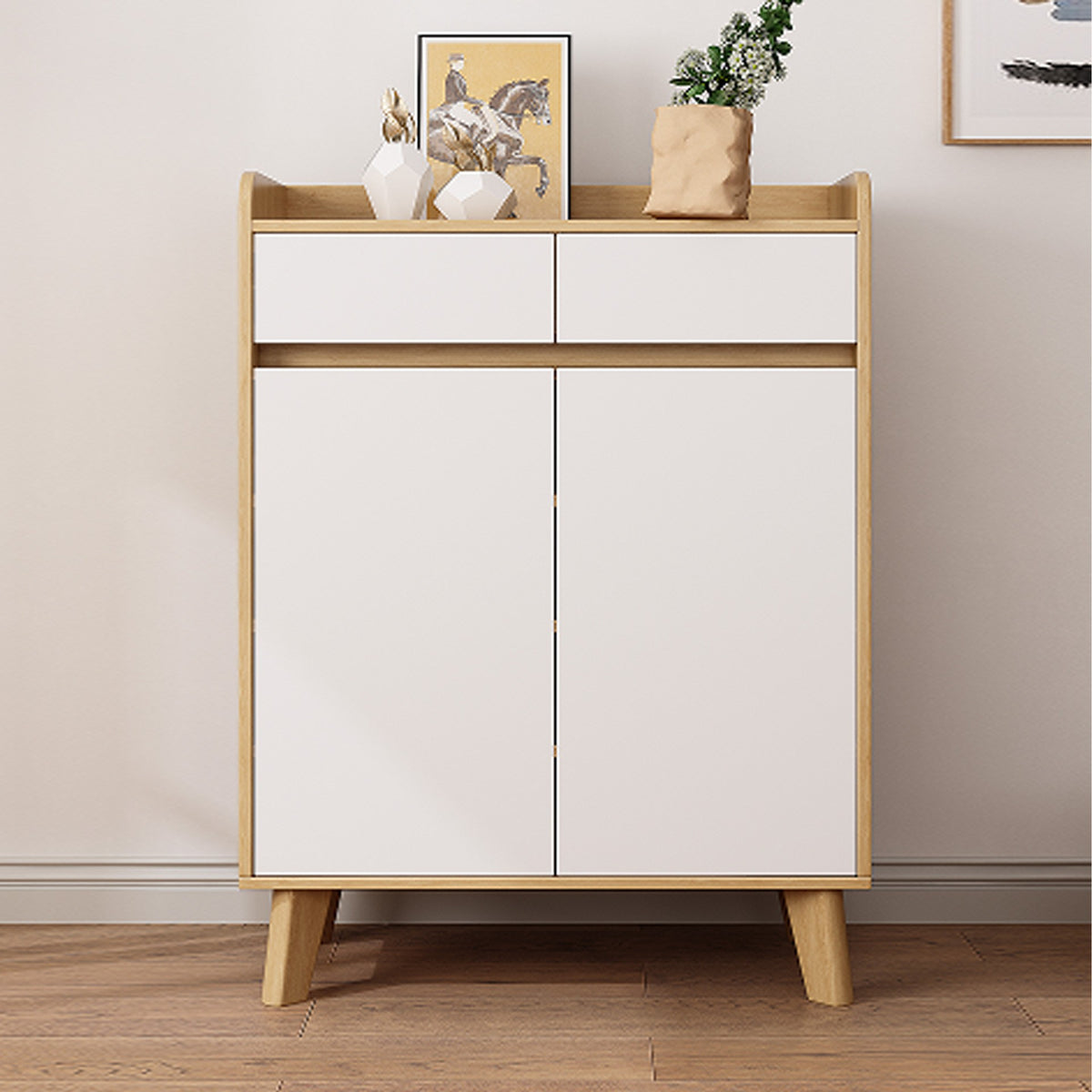 SOCE064 - Modern Nordic Wooden Shoe Cabinet with Drawers image 3