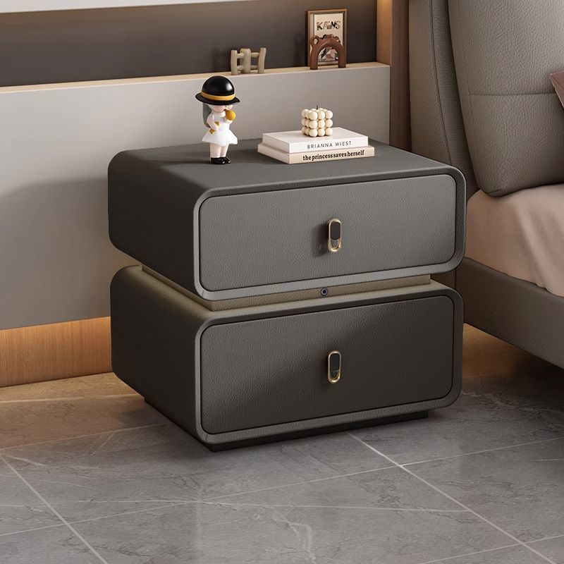 CBD026 - Solid Wood Bedside Table with Leather Wrap, Induction Light & Storage image 3