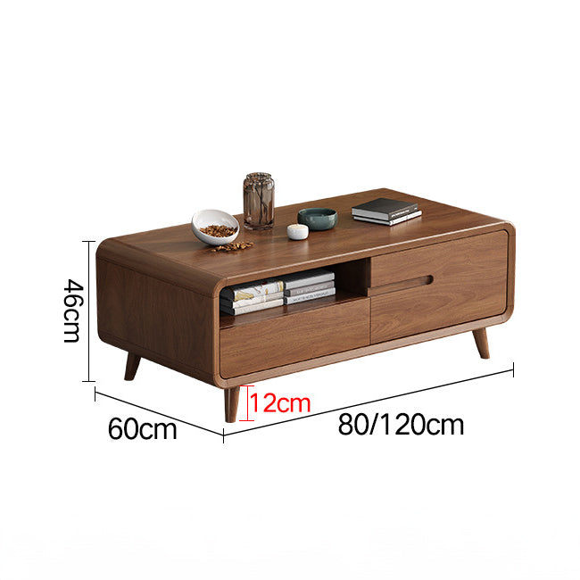 EDB045 - Natural Wood-Style Coffee Table with Storage for Small Living Rooms image 1