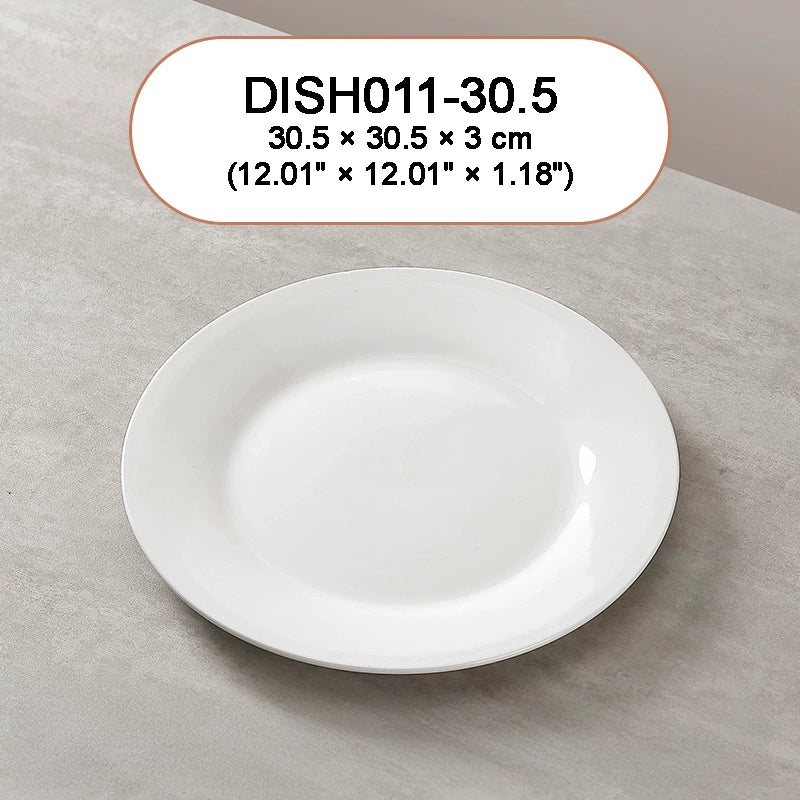 DISH011 - White Ceramic Flat Plate – Shallow Dish for Everyday Dining image 8