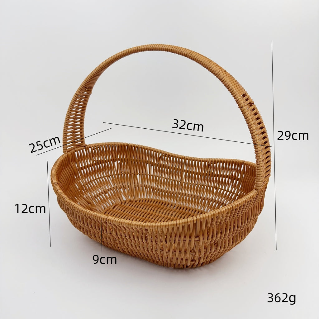 BAS004 - Oval Handwoven Rattan-Style Basket with Thick Handle image 6