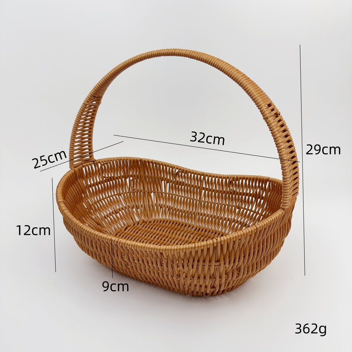 BAS004 - Oval Handwoven Rattan-Style Basket with Thick Handle image 6