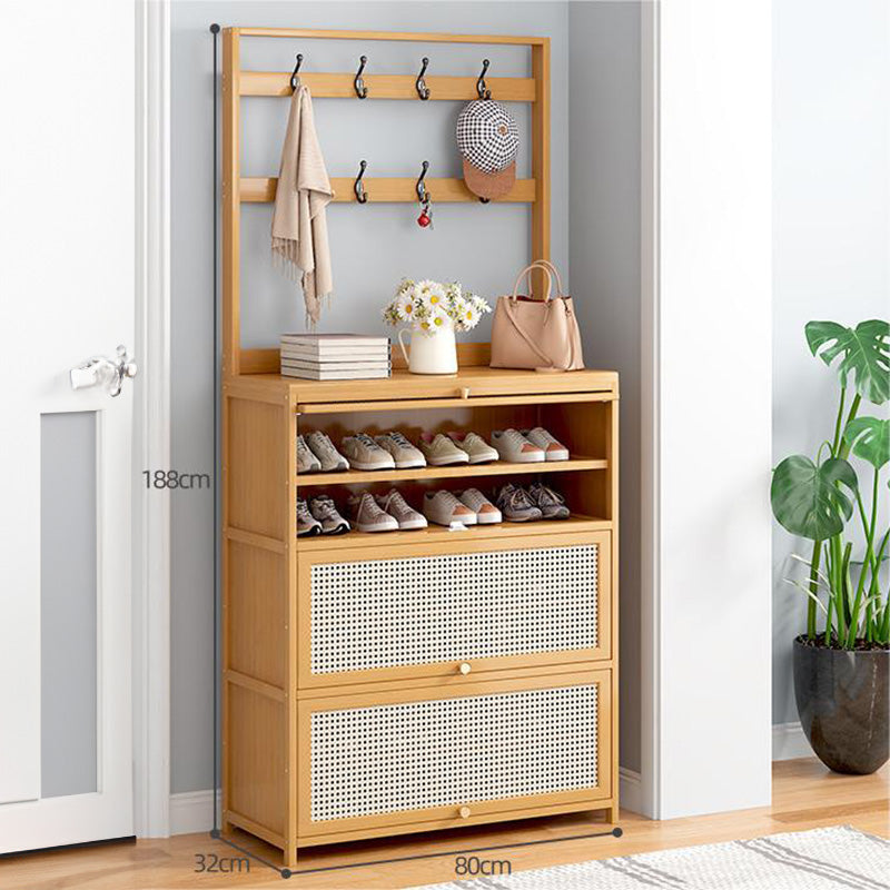 SOCE027 Bamwood Bamboo Breathable Flip Door Shoe Cabinet image 2