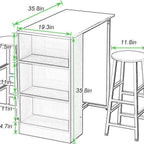 BAR003 - 3-Piece Pub Bar Table Set with Storage Shelves image 2