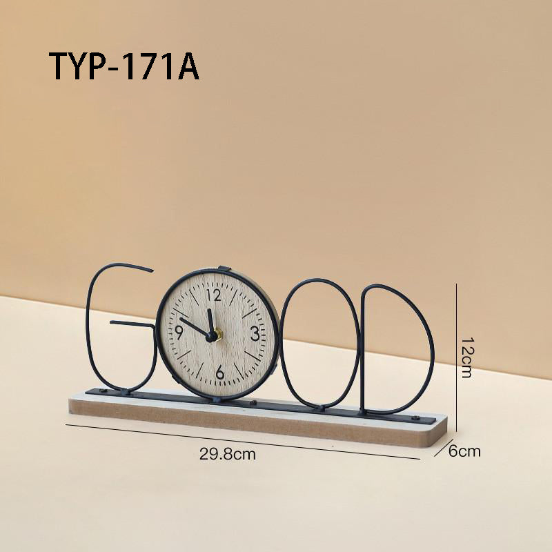 TYP-171 - Minimalist Creative Iron Art Letter Clock – Entryway, and Office Decor image 0