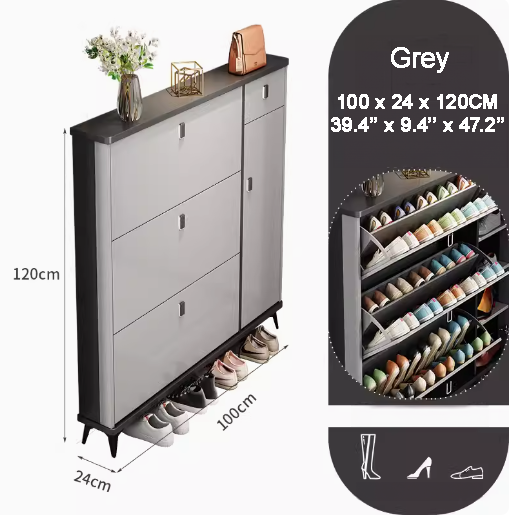 SOCE041 - Slim Entryway Shoe Cabinet with Flip Storage image 11