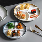 DISH009 - Round Ceramic 3-Compartment Divided Plate image 0