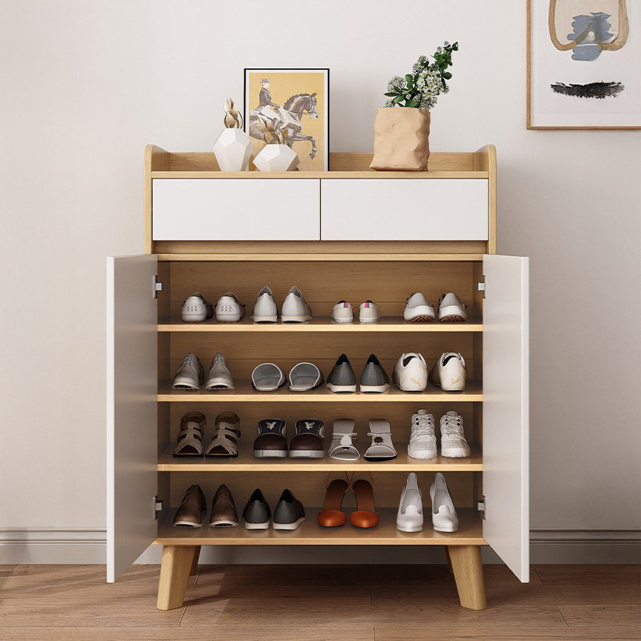 SOCE064 - Modern Nordic Wooden Shoe Cabinet with Drawers image 5