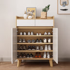 SOCE064 - Modern Nordic Wooden Shoe Cabinet with Drawers image 5
