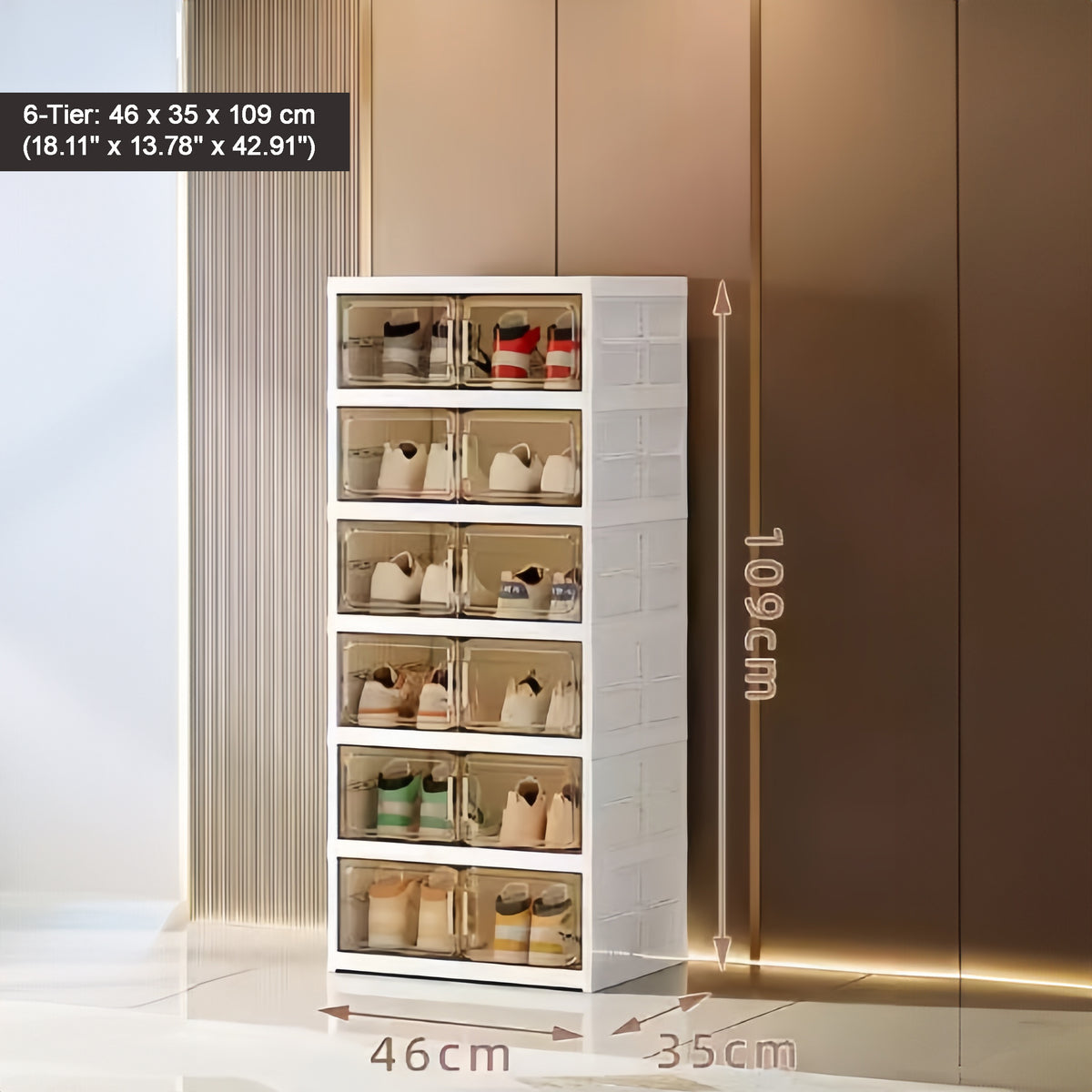 SOCE063 - Modern Transparent Plastic Shoe Cabinet – Stackable Storage with Door image 5