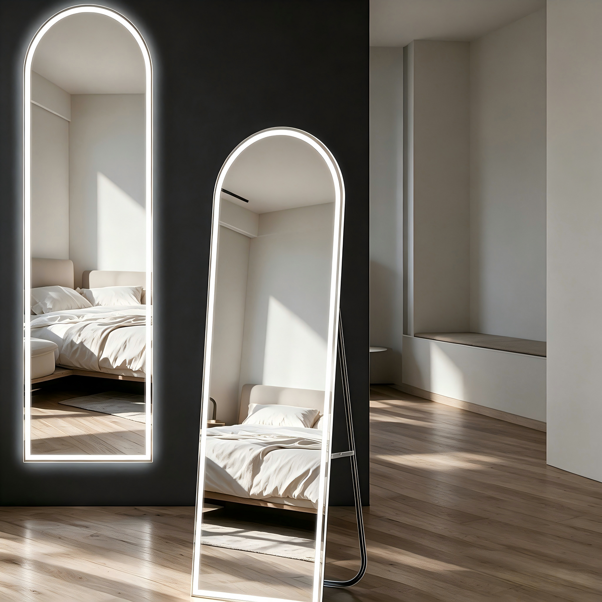 VAN002 - LED Full-Length Floor Mirror with Lights – 3 Color Adjustable image 3
