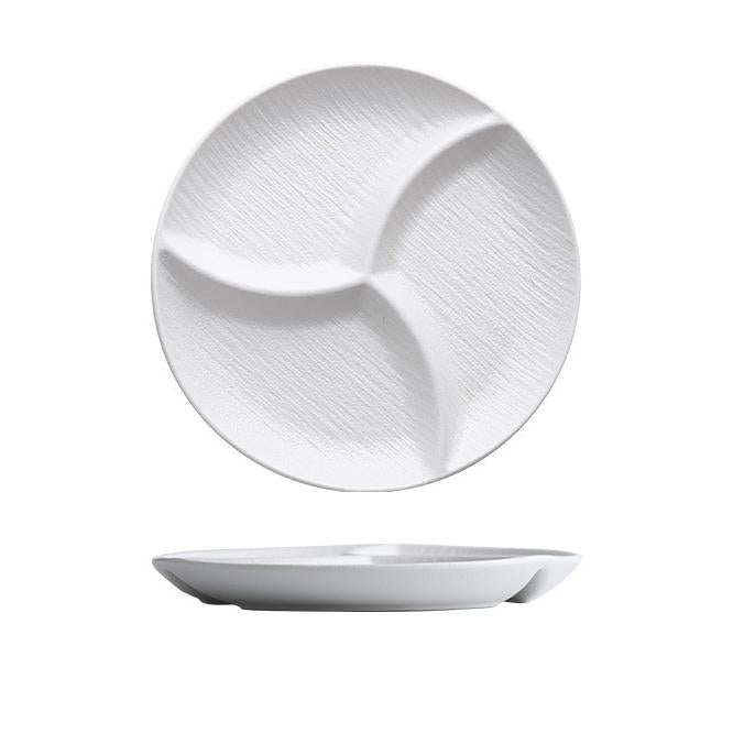 DISH009 - Round Ceramic 3-Compartment Divided Plate image 7