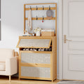 SOCE027 Bamwood Bamboo Breathable Flip Door Shoe Cabinet image 0