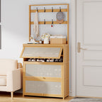 SOCE027 Bamwood Bamboo Breathable Flip Door Shoe Cabinet image 0