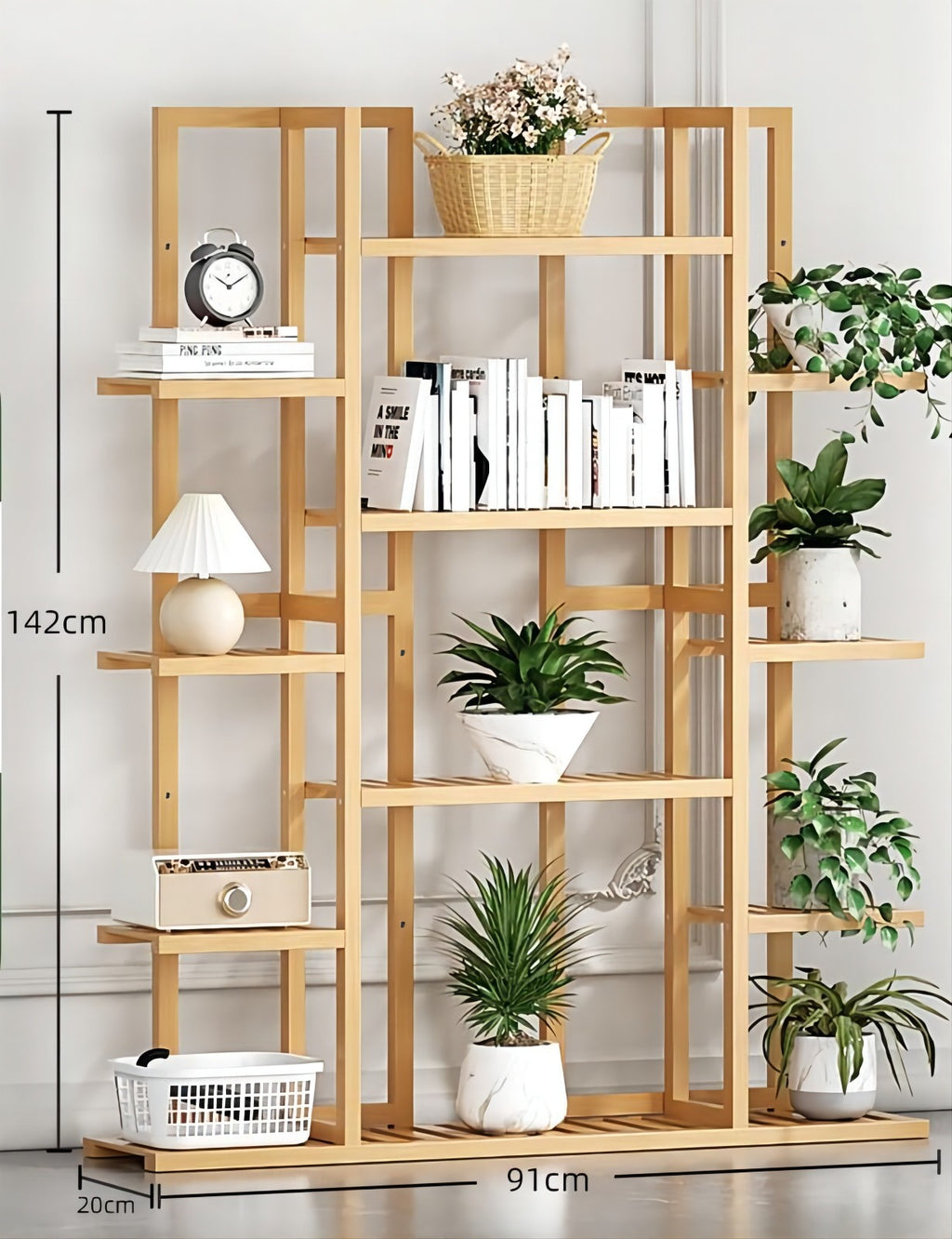 PS014 - Bamwood Modern Wood Plant Floor Stand image 0