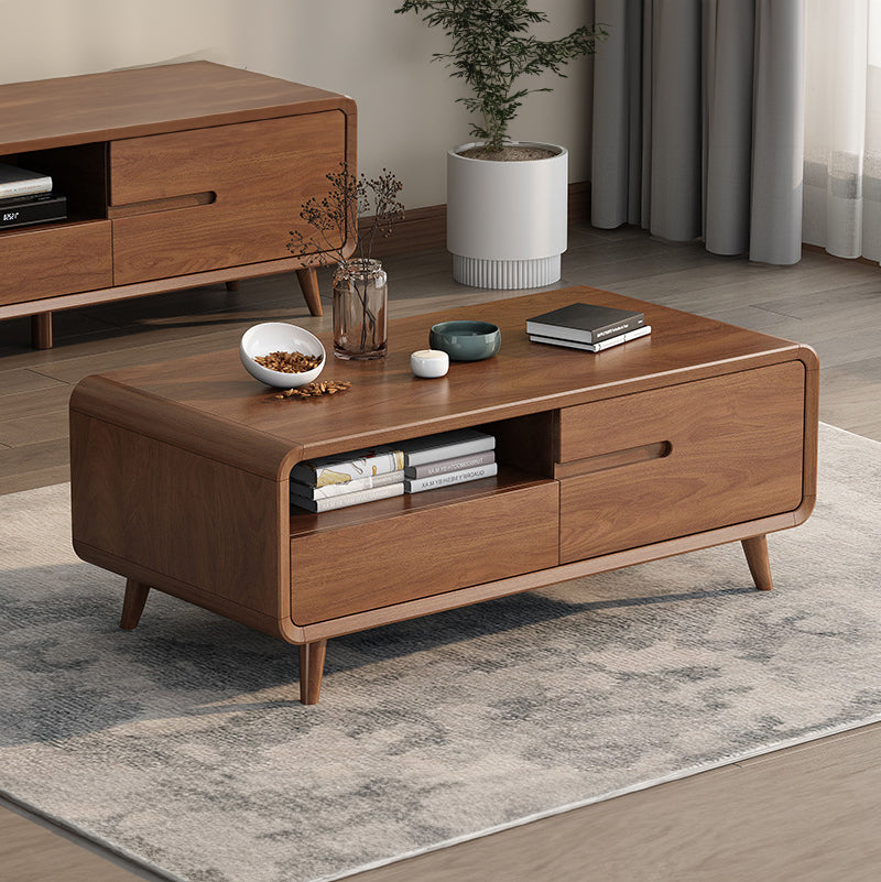 EDB045 - Natural Wood-Style Coffee Table with Storage for Small Living Rooms image 0