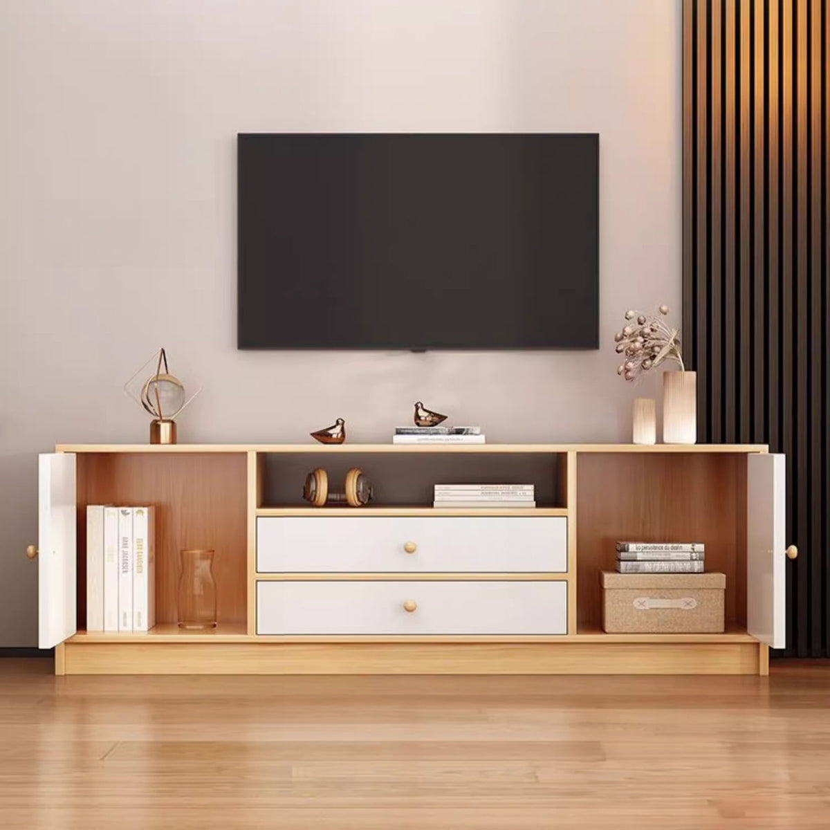 TV009 - Modern TV Stand with Storage Drawer & Cabinet image 1