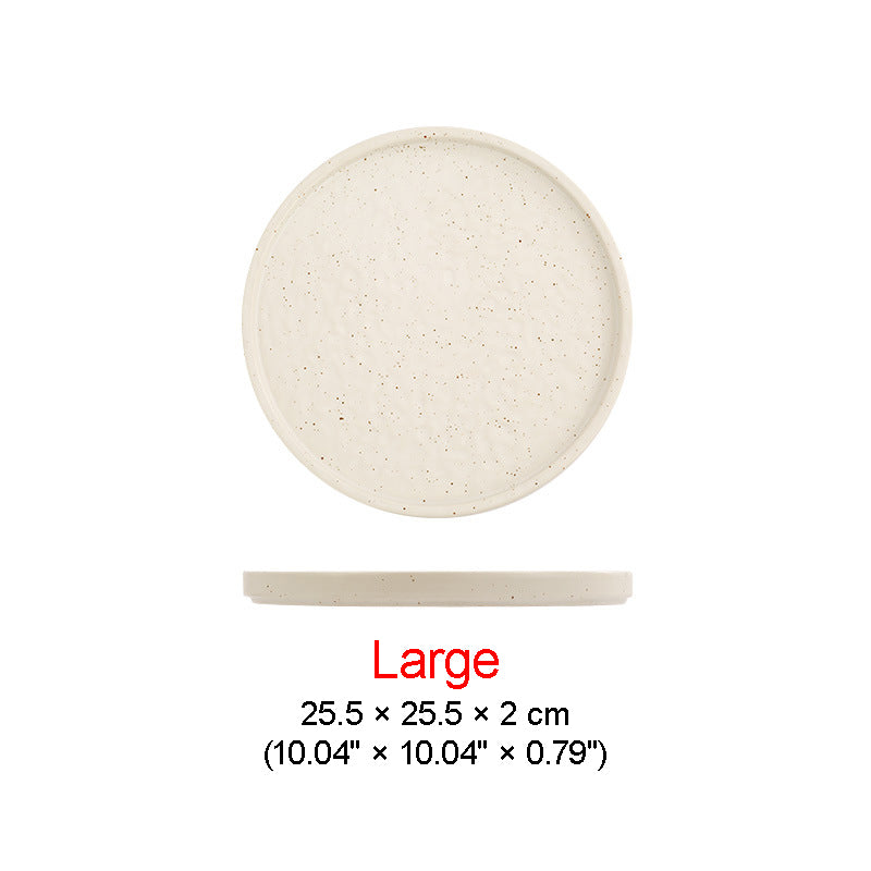 DISH004 - Japanese Ceramic Stone-Texture Flat Plate | Minimalist Dinner Dish image 4