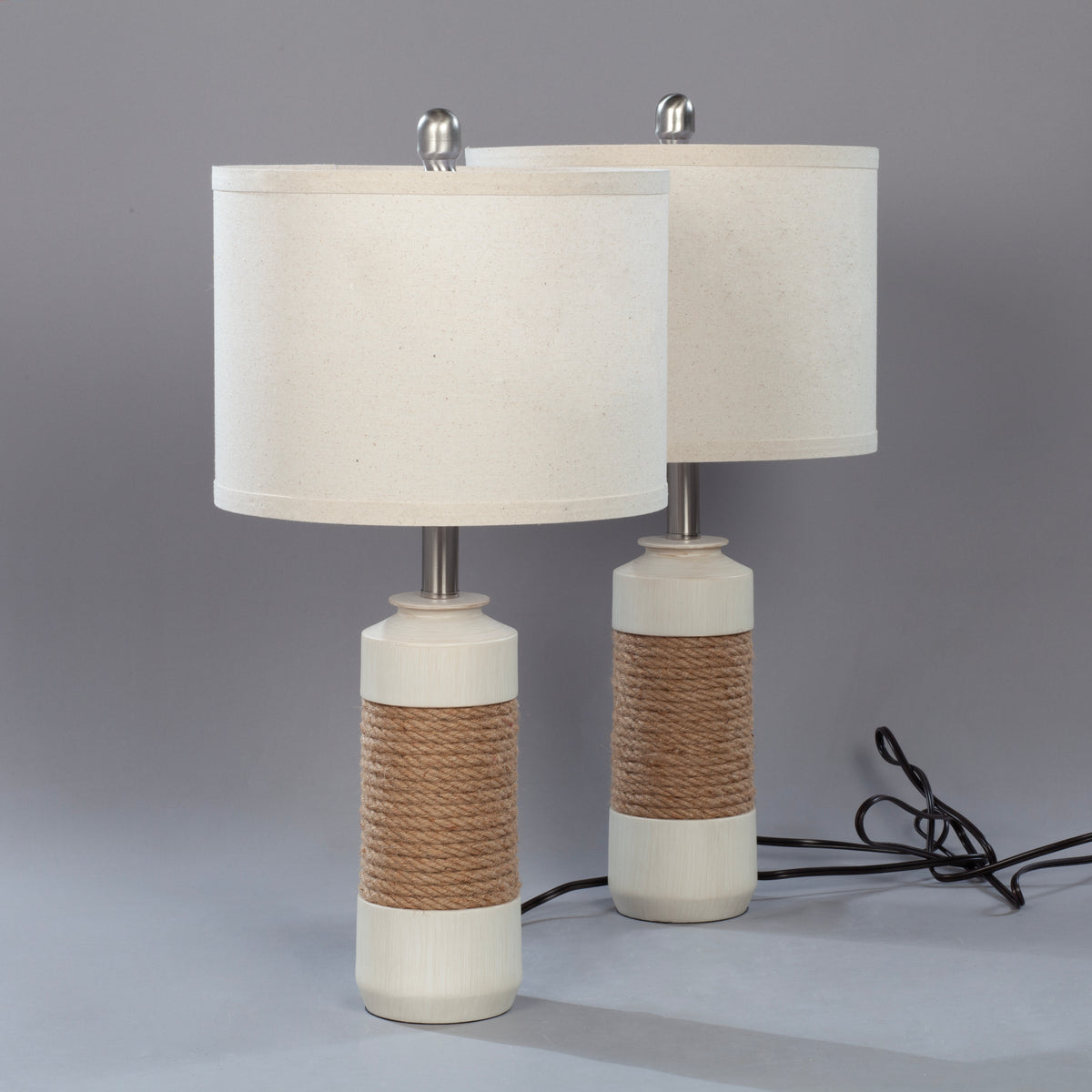 FL004 - Vintage Farmhouse Rattan Table Lamps image 2