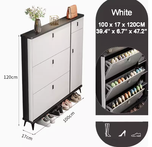 SOCE041 - Slim Entryway Shoe Cabinet with Flip Storage image 4