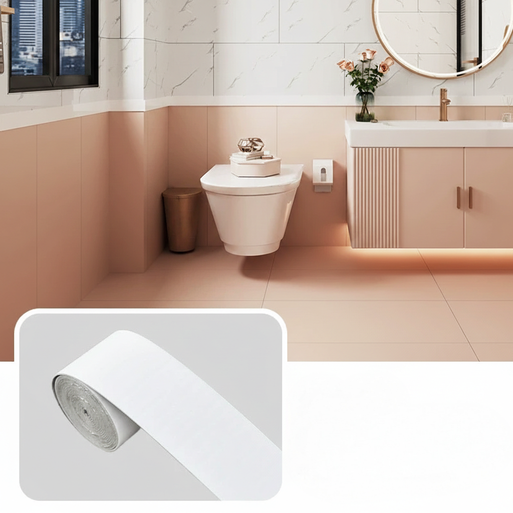 WAP004 - Self-Adhesive Baseboard & Wall Trim Stickers - Marble & Tile Look image 2
