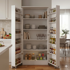 WCK024 - White Kitchen Pantry Cabinet with Shelves & Multi-Storage Compartments image 1