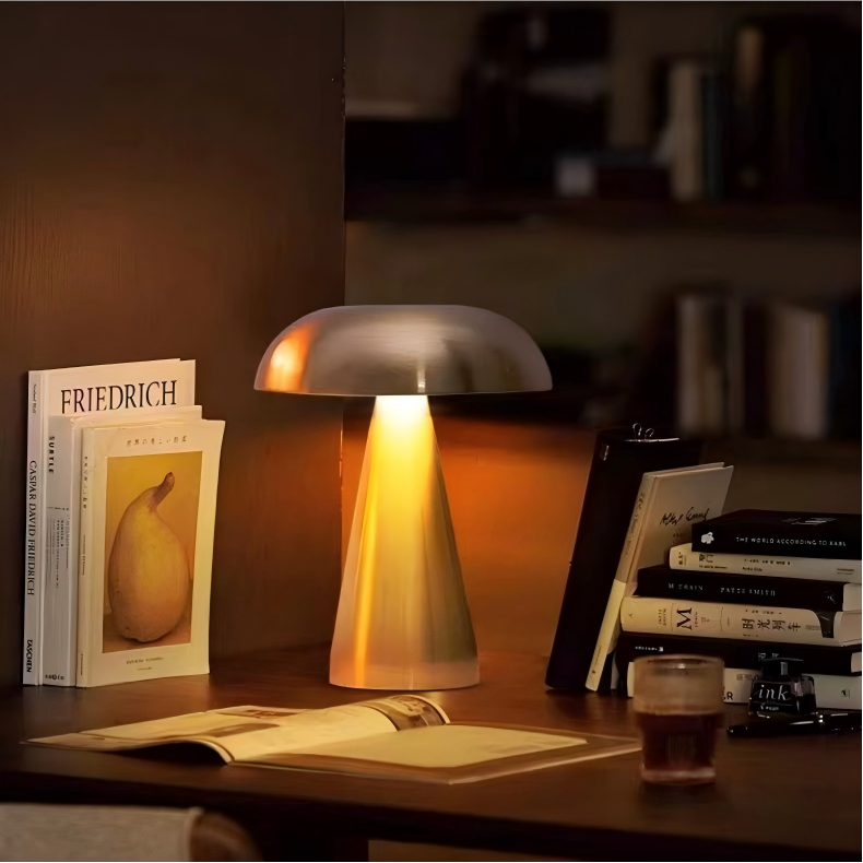 LS008 - Mushroom Rechargeable LED Table Lamp – Touch Control Metal Night Light image 1