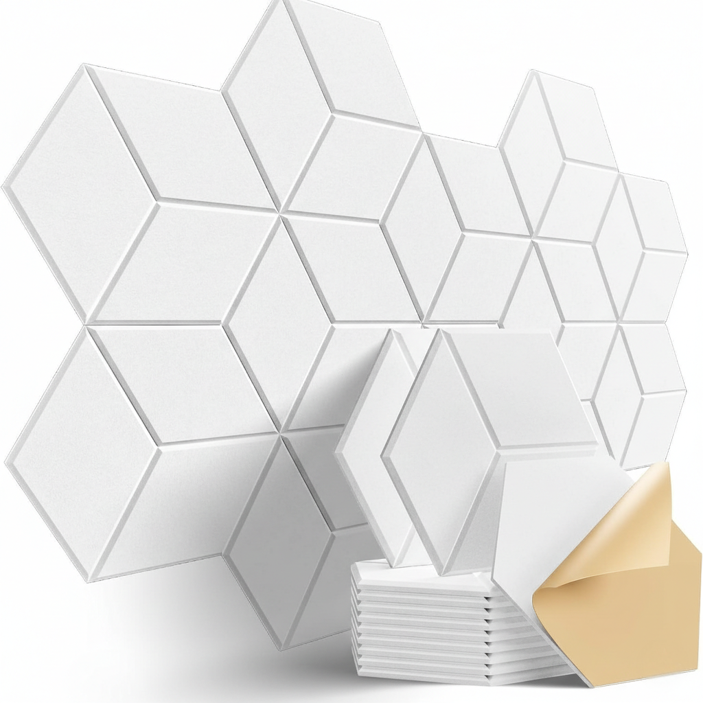 WAP009 - Hexagon Self-Adhesive Acoustic Wall Panels Sound Absorbing Wall Sticker image 0