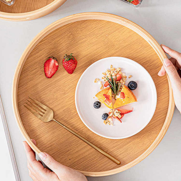 TRAY001 - Round Bamboo Creative Tray | Snack & Tea Serving Plate image 1
