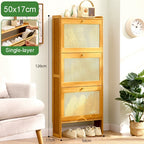 SOCE067 - Flip-Top Bamboo Shoe Cabinet – Space-Saving Entryway Storage image 2