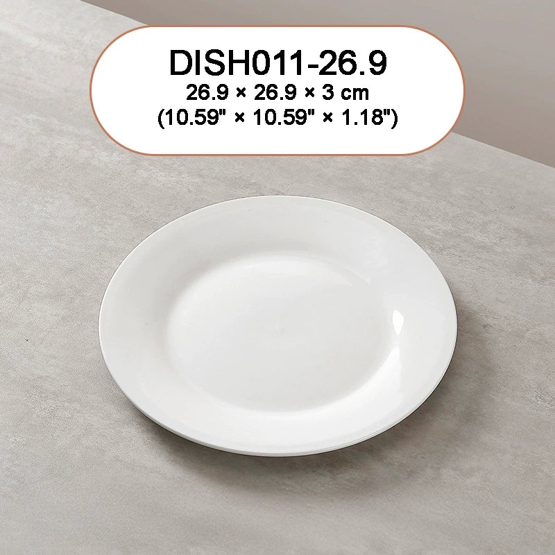 DISH011 - White Ceramic Flat Plate – Shallow Dish for Everyday Dining image 6