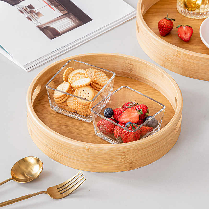 TRAY001 - Round Bamboo Creative Tray | Snack & Tea Serving Plate image 2