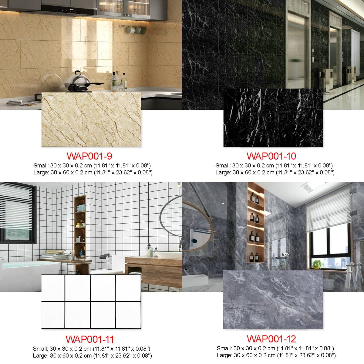 WAP001 -  PVC Peel and Stick Marble Look Stick on Tiles for Backsplash image 2