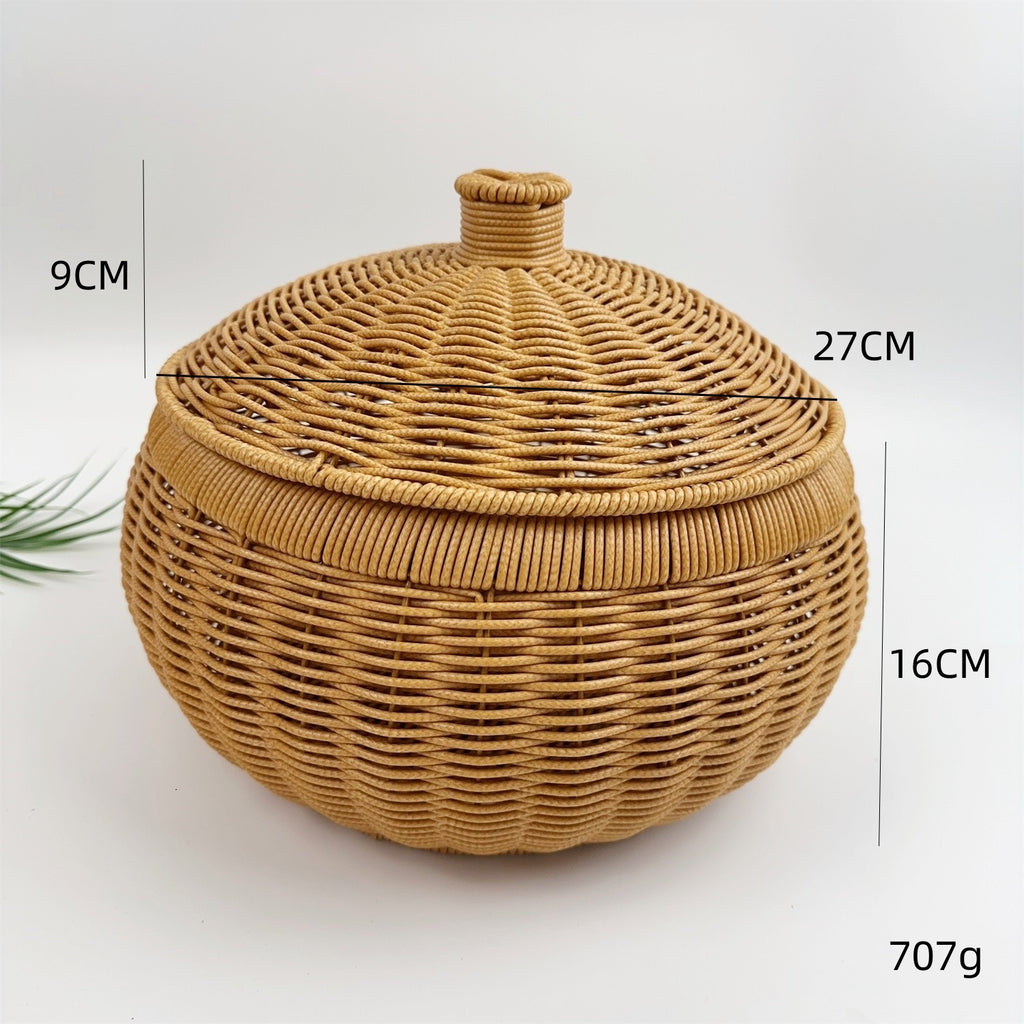 BAS008 - Natural Handwoven Rattan Basket with Lid image 5