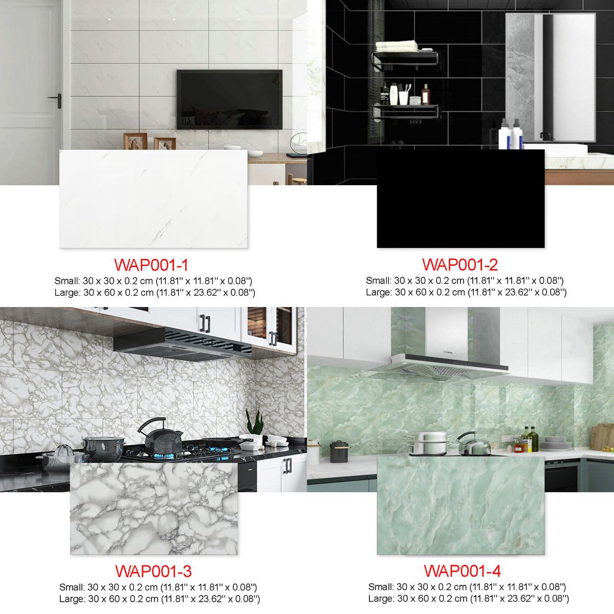WAP001 -  PVC Peel and Stick Marble Look Stick on Tiles for Backsplash image 0