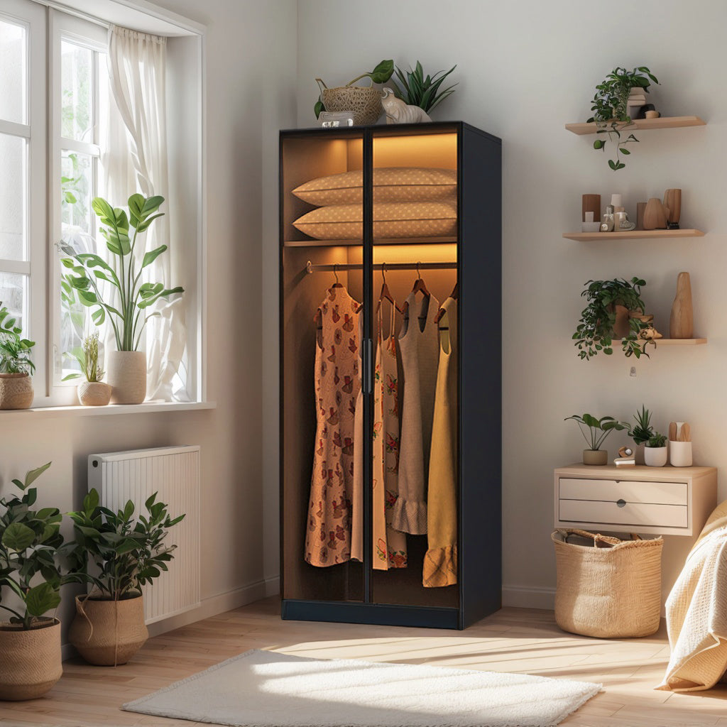 CC052 - Modern Minimalist Wardrobe with Glass Doors image 1