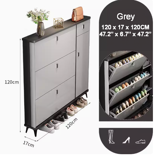 SOCE041 - Slim Entryway Shoe Cabinet with Flip Storage image 12