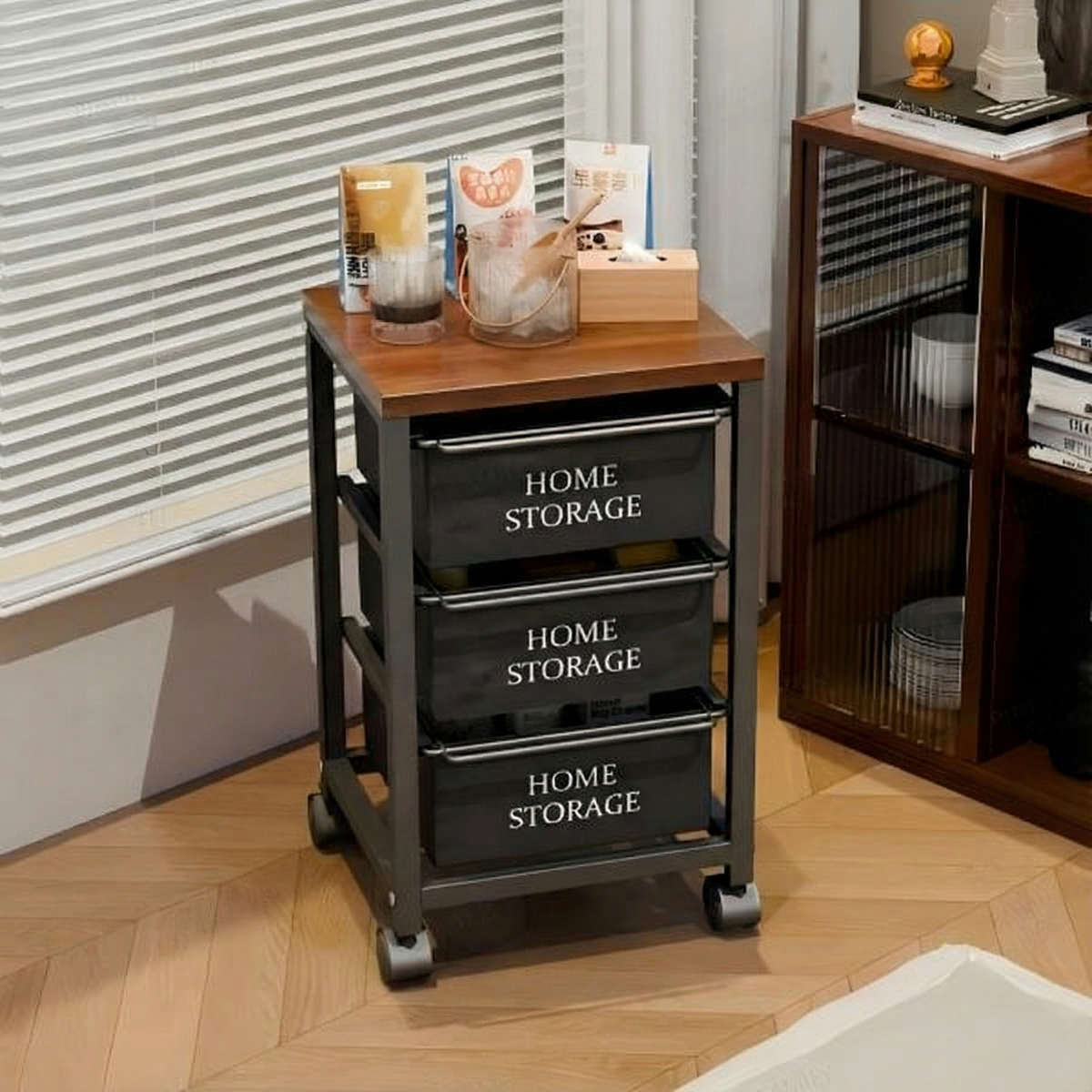 BS051 - Rolling Storage Cart with Shelves – Mobile Side Table image 1