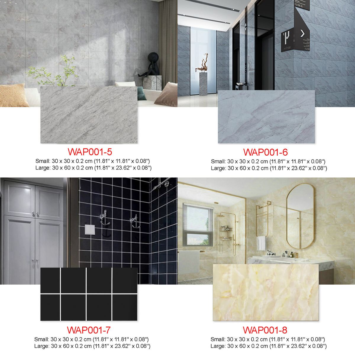 WAP001 -  PVC Peel and Stick Marble Look Stick on Tiles for Backsplash image 1