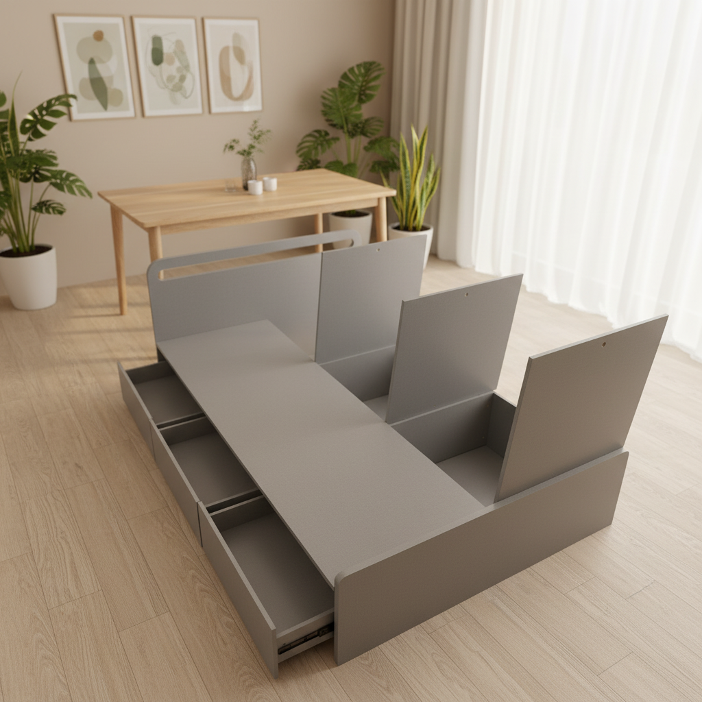 BD017 - Minimalist Storage Platform Bed with Drawers & Lift-Up Base image 3