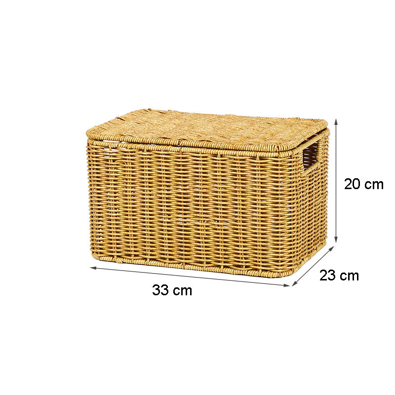 BAS011 - Rectangular Rattan-Style Storage Basket with Lid image 3