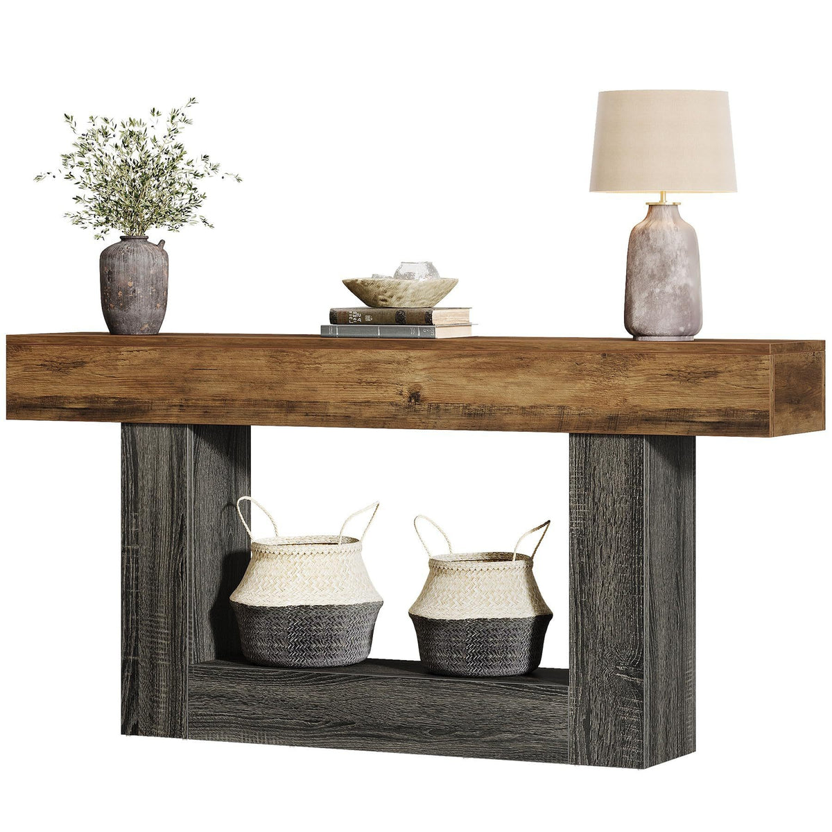 ST012 - Vintage Wood Entryway Table – Living Room & Hallway Storage Rack image 3