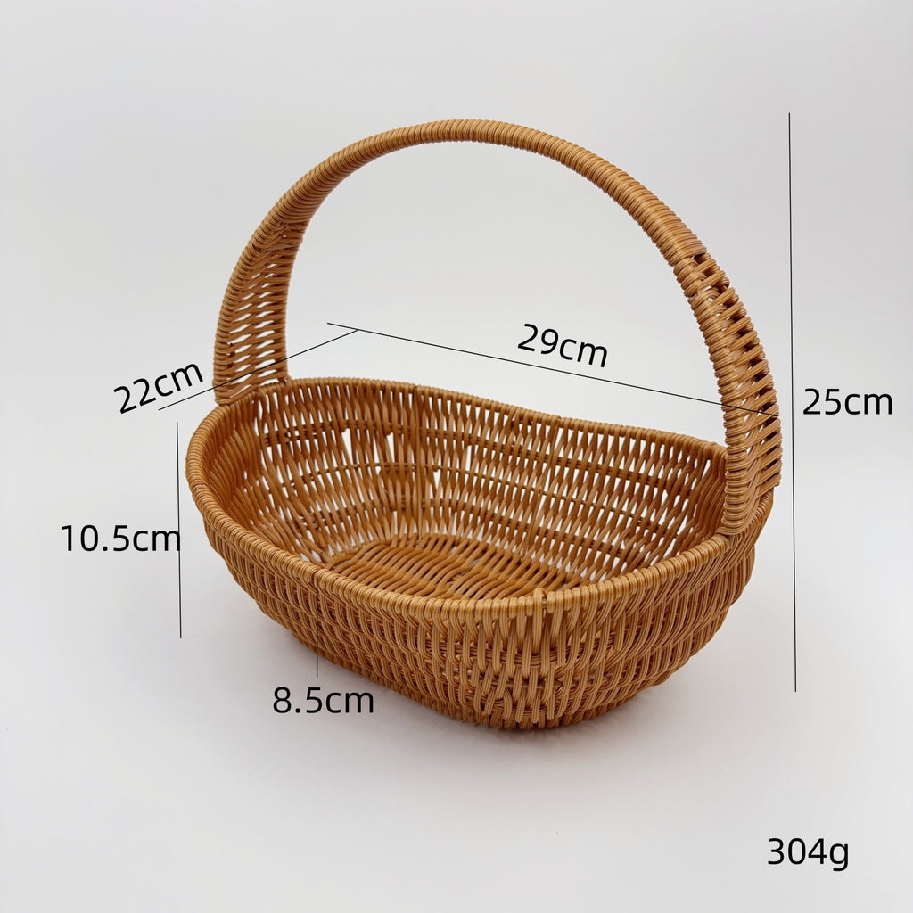 BAS004 - Oval Handwoven Rattan-Style Basket with Thick Handle image 5