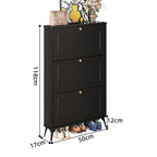 SOCE053 - Slim Black 3 Flip Drawers Wooden Space-Saver Shoe Cabinet image 3